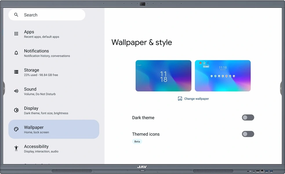 changing wallpaper on JAV Board 10 Smart Whiteboard