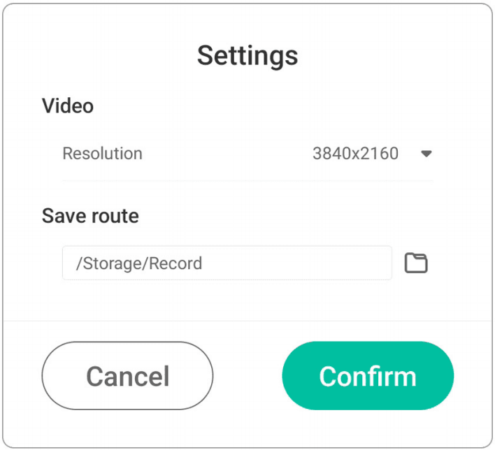 screen recording settings menu on jav smart board.