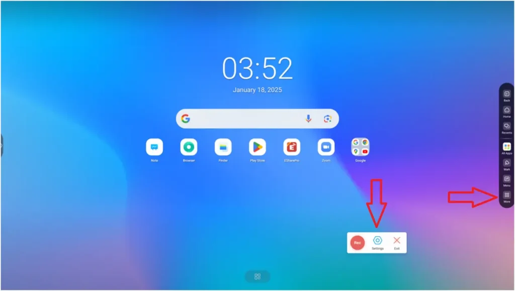 screenshot ofjav smart board h10s pro how to start screen recording.