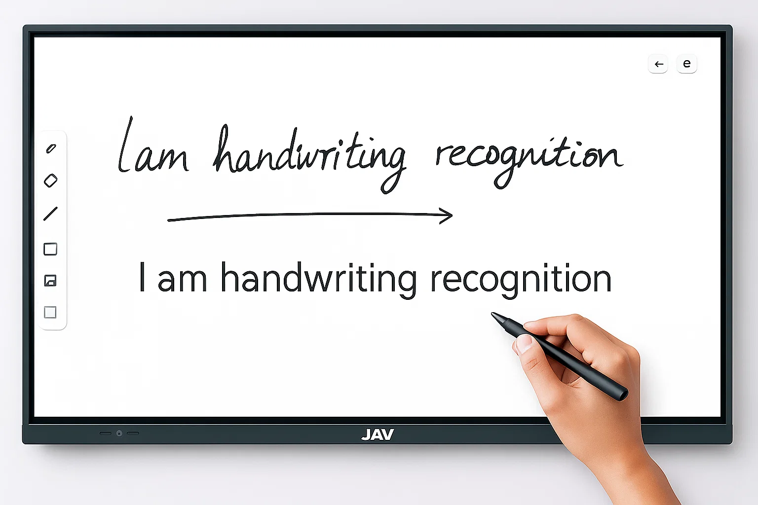 Javスマートボードの手書き認識を示す画像