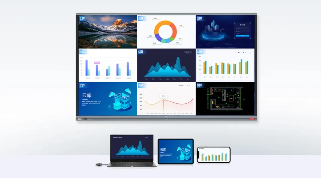 صورة لميزات مشاركة الشاشة اللاسلكية للسبورة الذكية jav.