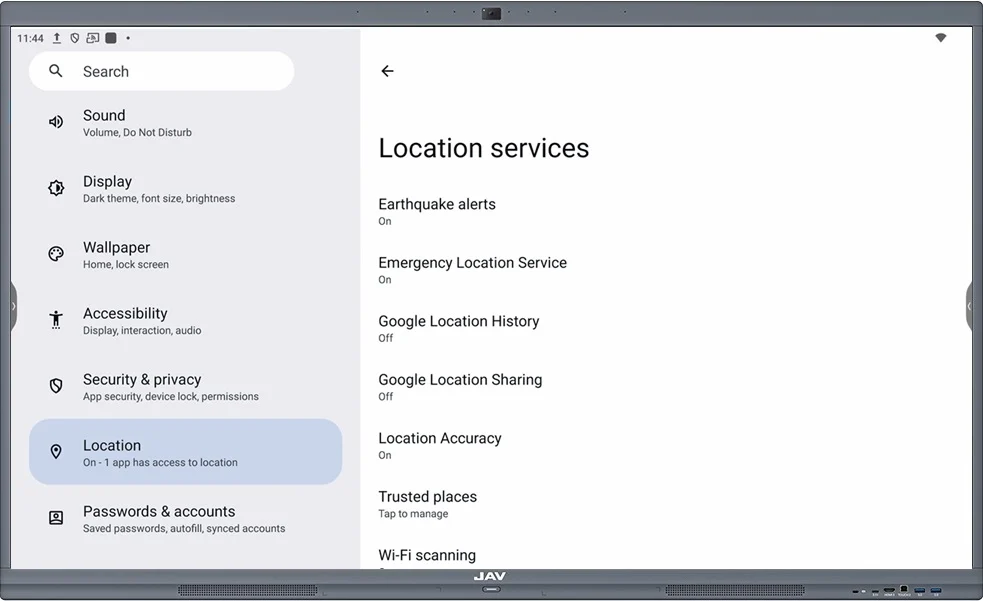 Detailed location services on the JAV Board 10 Smart Interactive Display