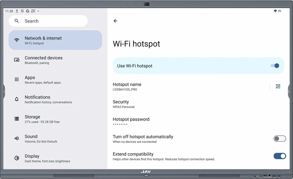 Turning on Wi-Fi on the JAV Board 10 Smart Interactive Flat Panel Display