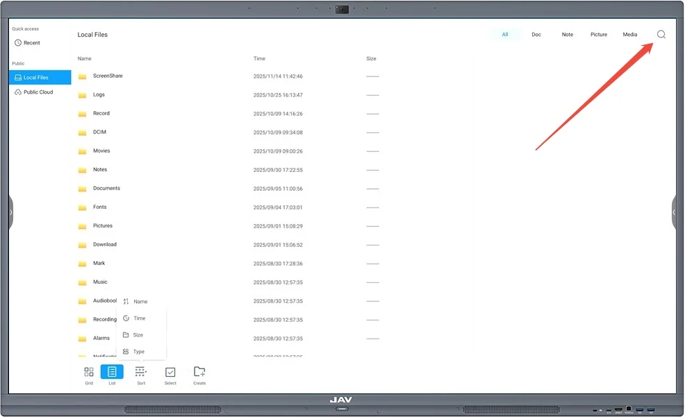 JAV Smart Board Finder app search button