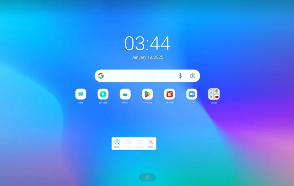 JAV Board 10 smart board opening the Freeze screen feature.