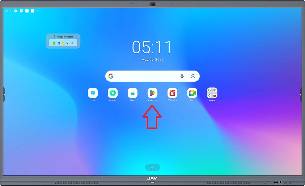 Google Play Store on the Home page of JAV Board 10 Smart Interactive Flat Panel Display
