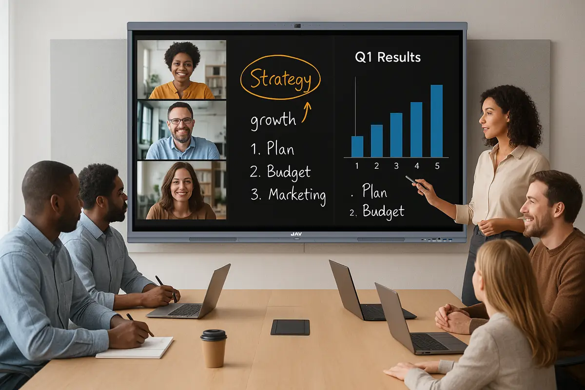 Réunion hybride avec l'aide d'un tableau blanc interactif Java