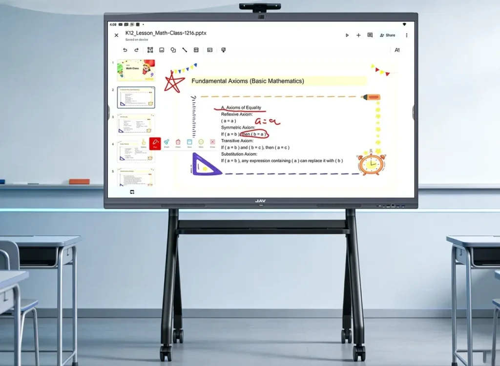 jav board 10 interactive whiteboard used in a primary school classroom
