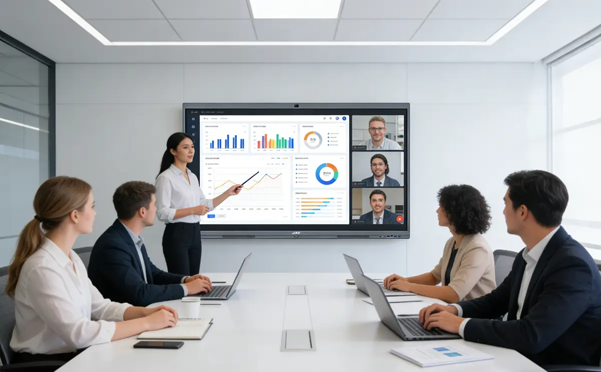JAV interactive display used for corporate training in a training room