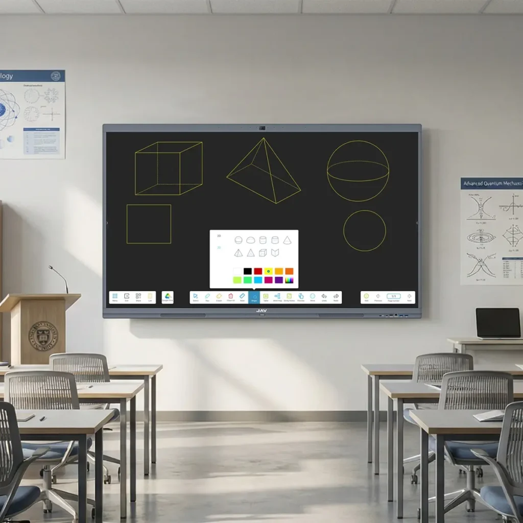 JAV interactive whiteboard classroom setup for student visual learning
