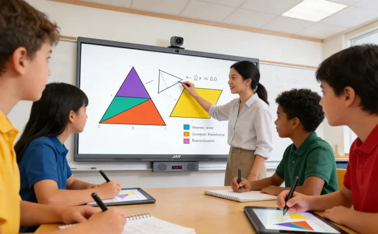 JAV interactive whiteboard used for grade 6 geometry class as teaching aids