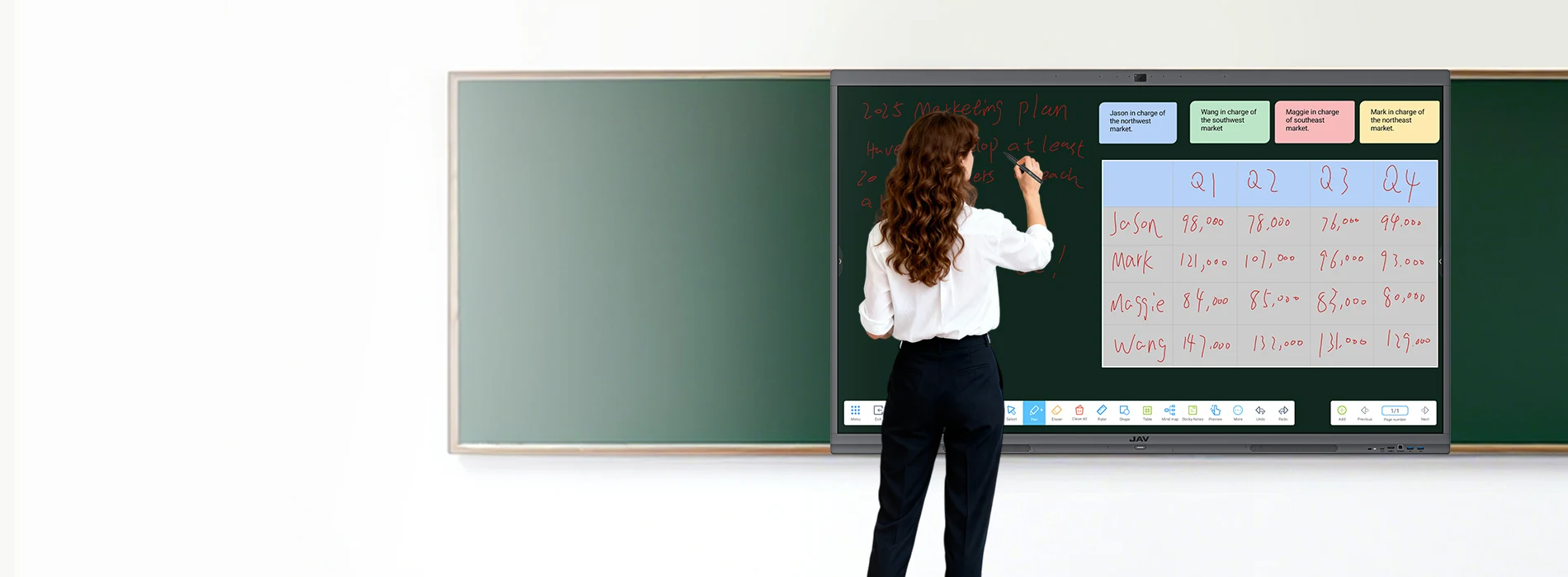 jav board 10 interactive display used for teaching in classroom
