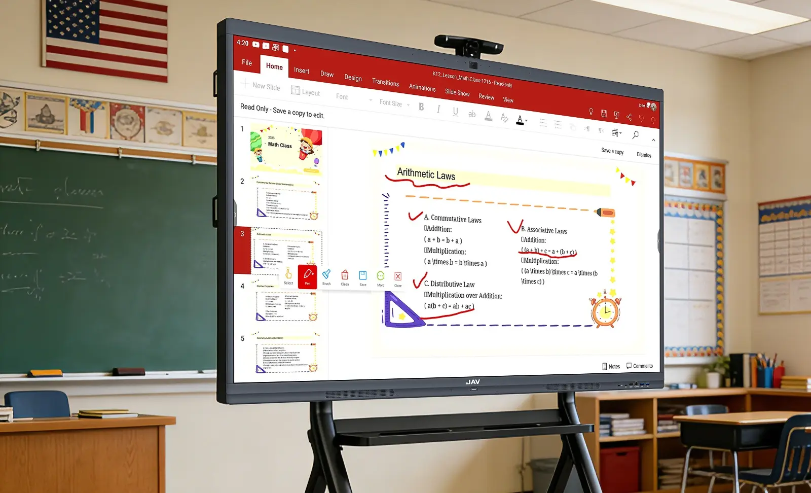 JAV Board 10 interactive display for education in the classroom