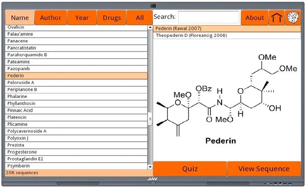 image of the Chemistry by Design App on the JAV Board 10 Interactive Whiteboard for Teaching