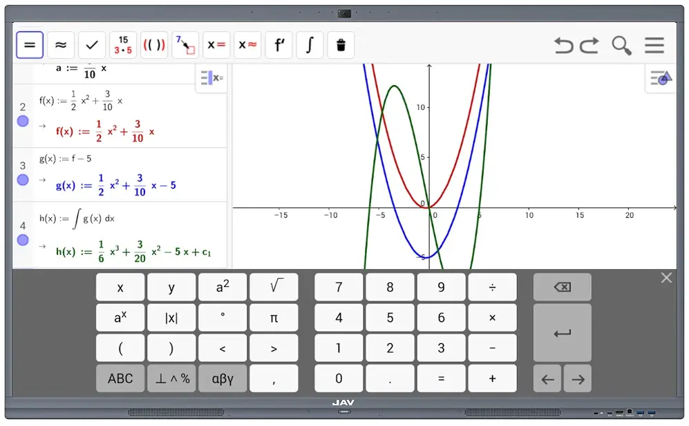 geogebra on the JAV Board 10 interactive whiteboard for teaching
