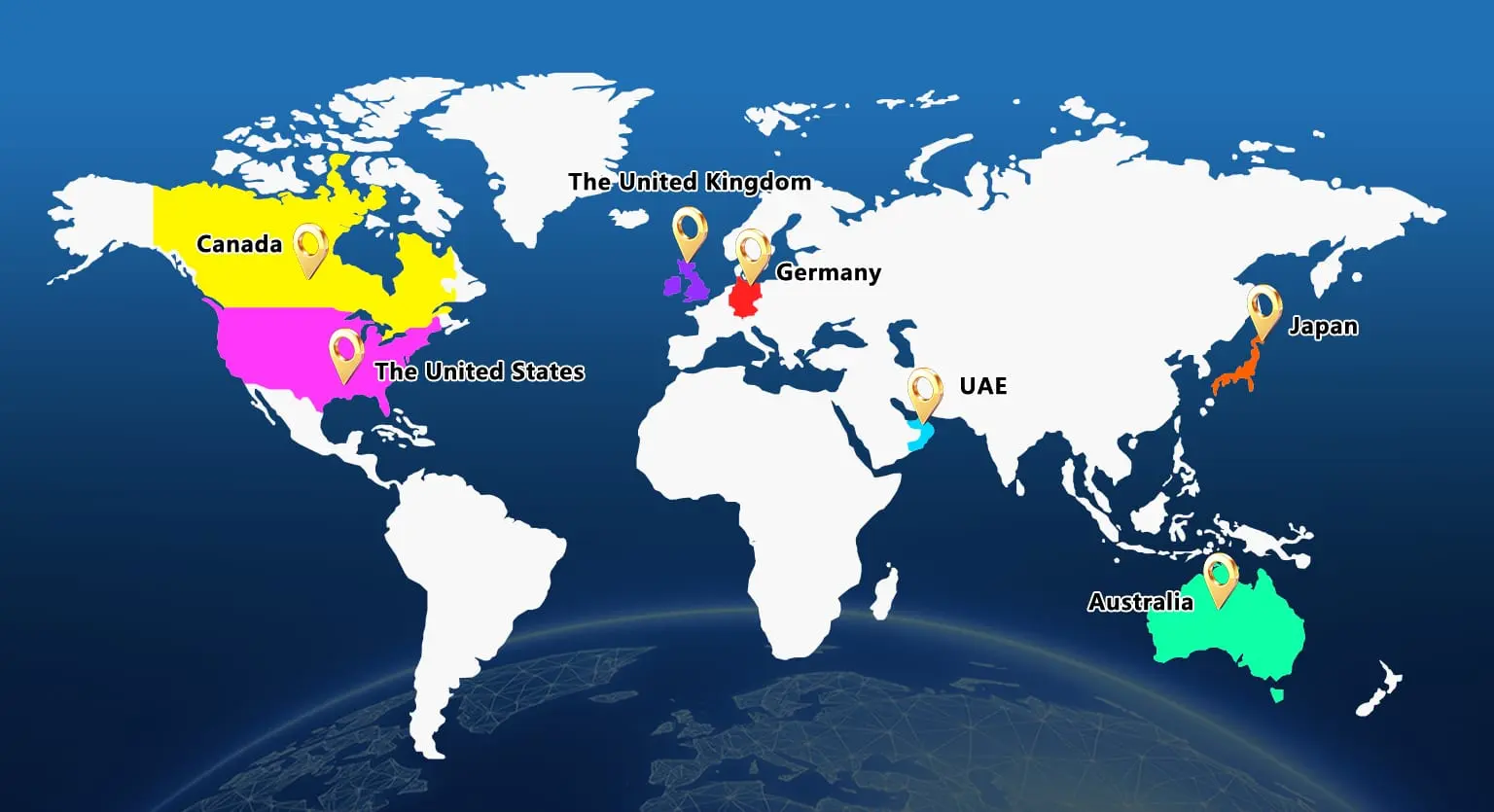 World map highlighting JAV Board warehouse locations across different countries.