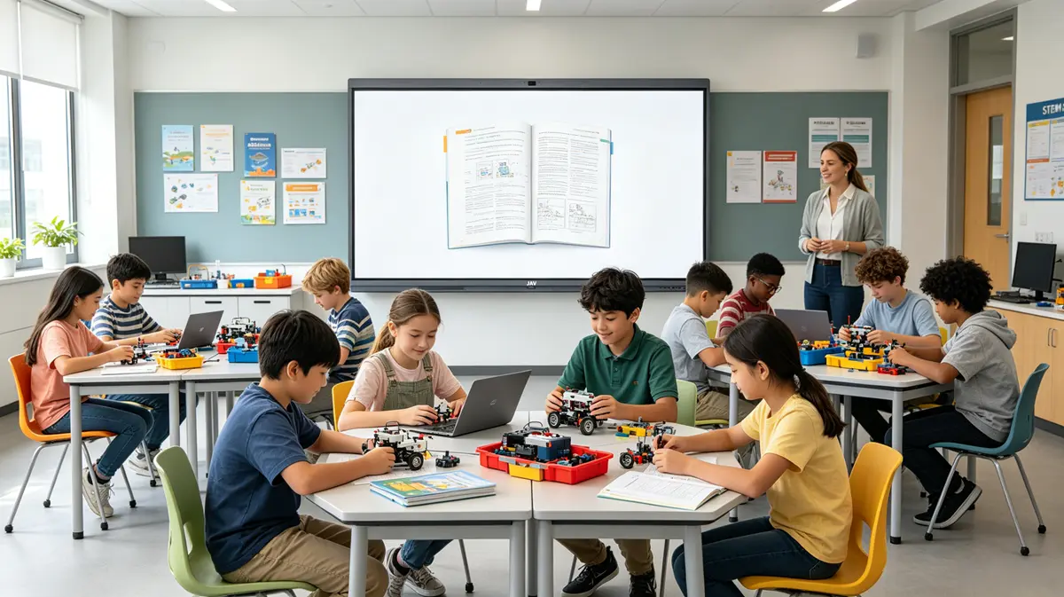 teacher using jav board as stem teaching tool for a stem class