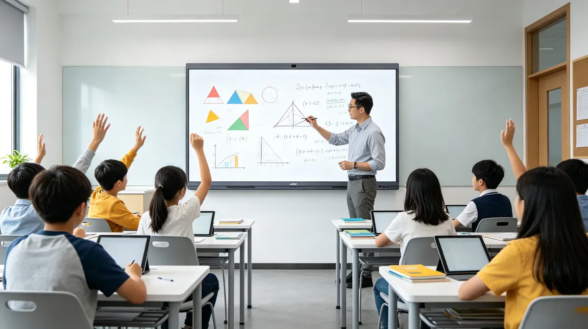 teacher having a math class with stem teaching tools