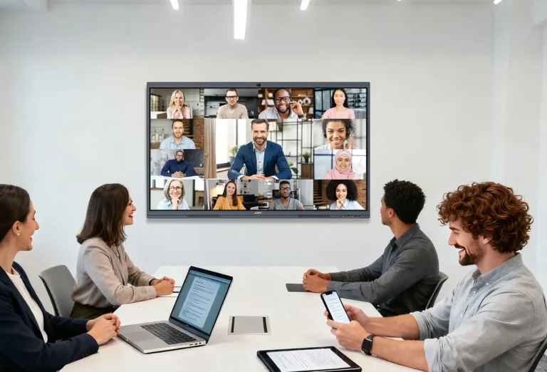 JAV Board Interactive Display as all-in-one video conferencing hardware for hybrid meetings