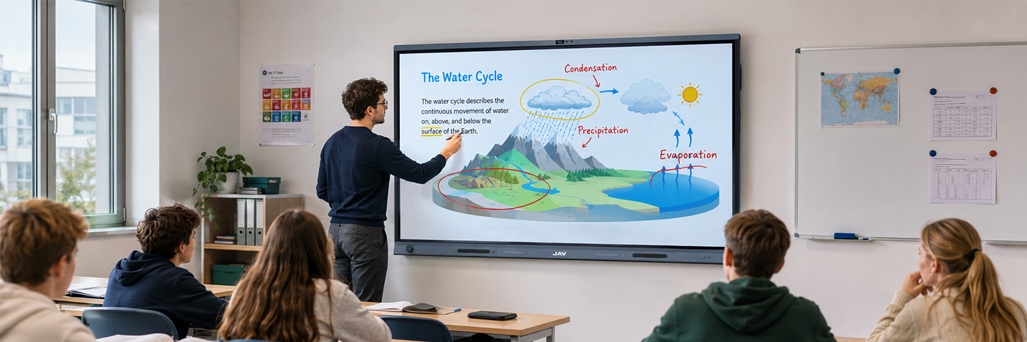 JAV Board 19 allows teachers to control and annotate their courseware presentation with a simple touch.