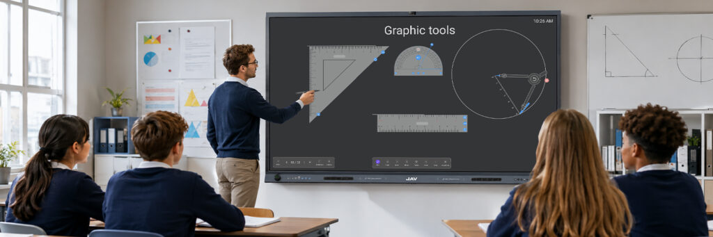 JAV Board 19 provides graphing tools for teachers to draw shapes quickly in the class.