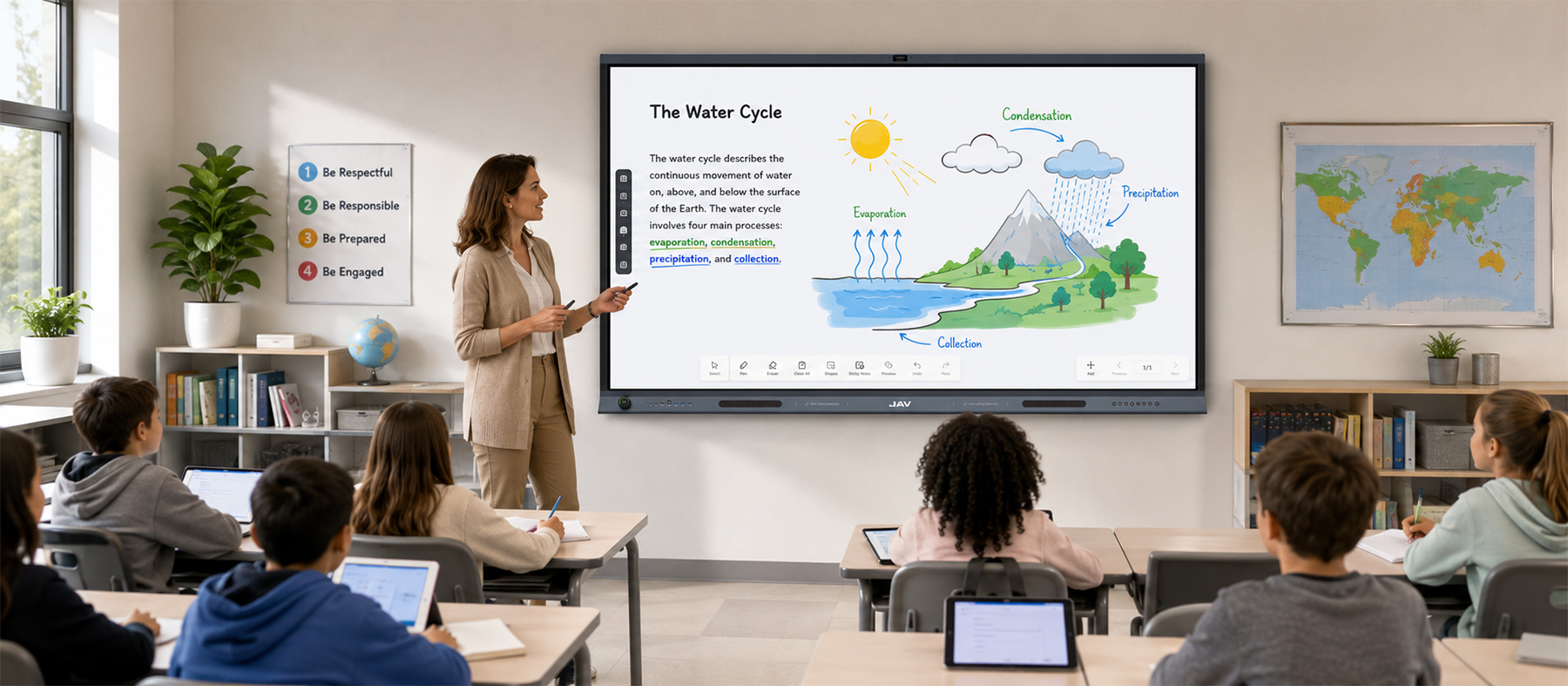 JAV Board 19 is a powerful teaching tool built for teachers to teach easily and efficiently.
