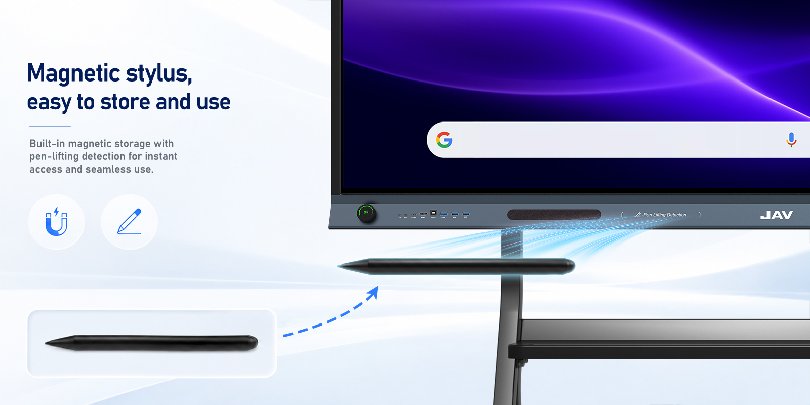 AV Board 19 comes with magnetic stylus that are easy to store.