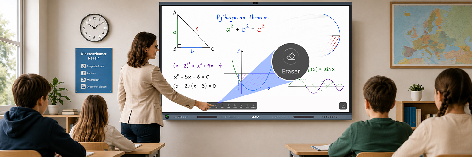 JAV Board 19 allows teachers to erase their writings with a simple touch.