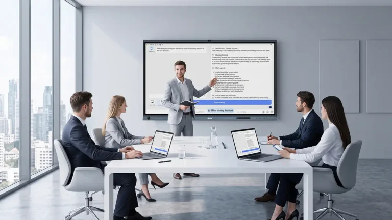 JAV Board 19 Interactive Display used for meeting recording and summarizing.